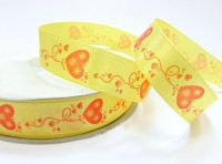 Лента атласная декоративная &quot;сердечки&quot;  15мм (уп.50ярд)